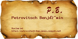 Petrovitsch Benjámin névjegykártya